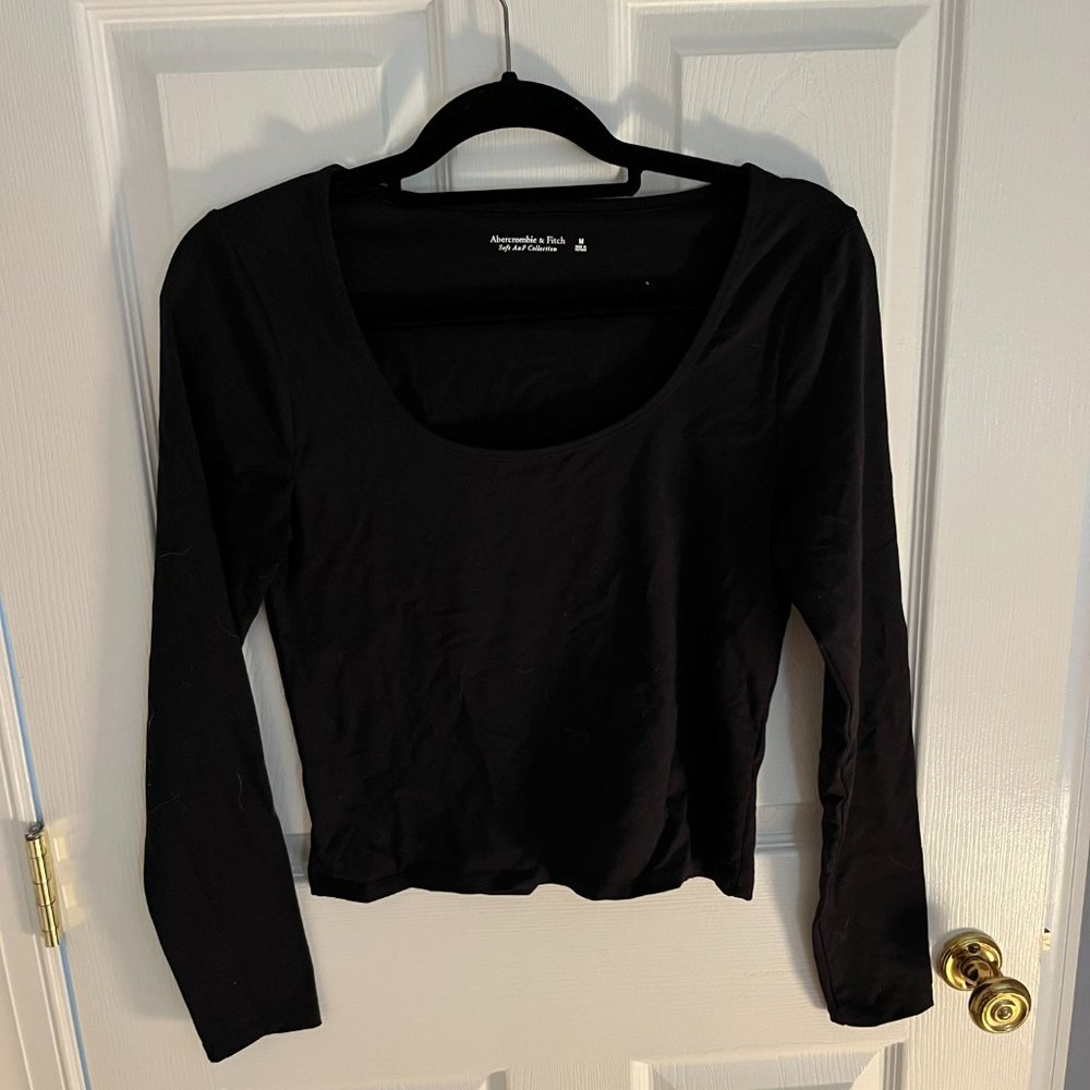 Abercrombie and Fitch Black Scoop Neck Long Sleeve
